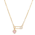 Pink Sapphire Heart Safety Pin
